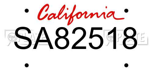 SA82518 California License Plate