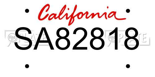 SA82818 California License Plate