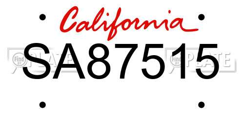 SA87515 California License Plate