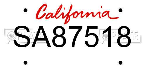 SA87518 California License Plate