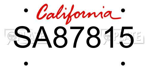 SA87815 California License Plate