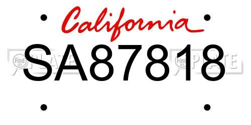 SA87818 California License Plate