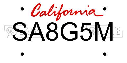 SA8G5M California License Plate