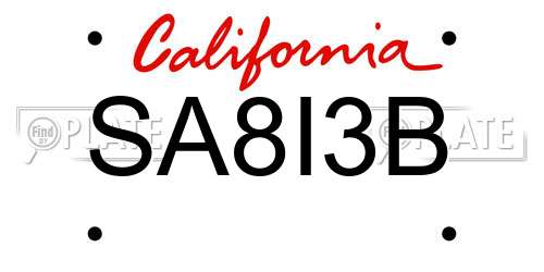 SA8I3B California License Plate
