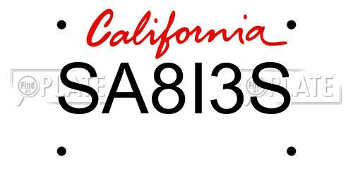 SA8I3S California License Plate