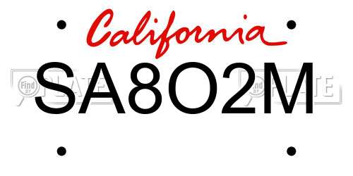 SA8O2M California License Plate