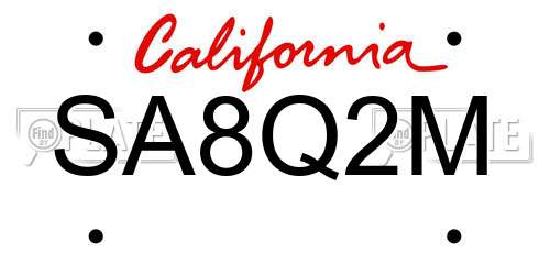 SA8Q2M California License Plate