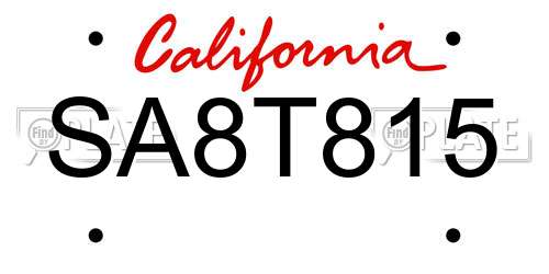 SA8T815 California License Plate