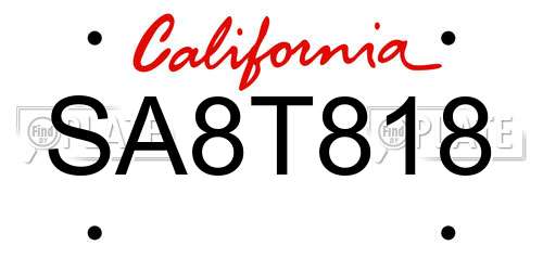 SA8T818 California License Plate