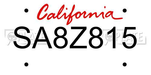 SA8Z815 California License Plate