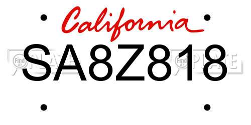 SA8Z818 California License Plate