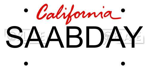 SAABDAY California License Plate