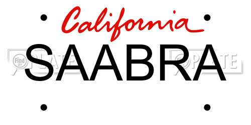 SAABRA California License Plate