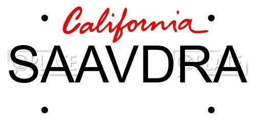SAAVDRA California License Plate