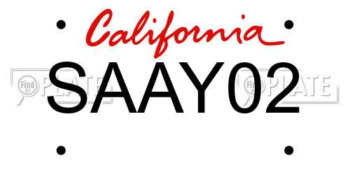 SAAY02 California License Plate