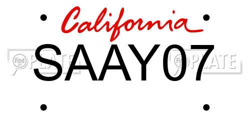 SAAY07 California License Plate