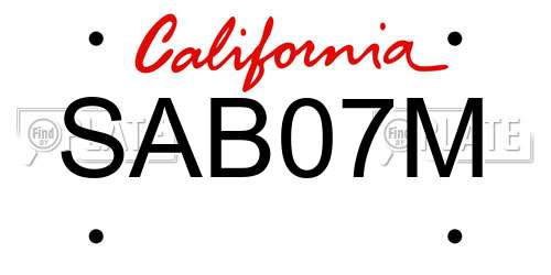SAB07M California License Plate