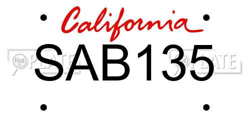 SAB135 California License Plate