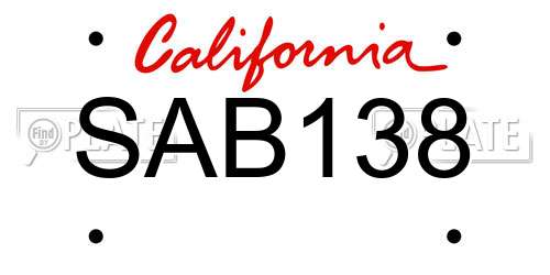 SAB138 California License Plate