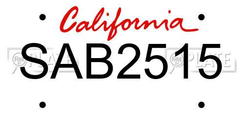 SAB2515 California License Plate