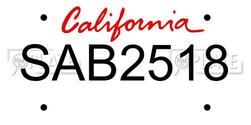 SAB2518 California License Plate