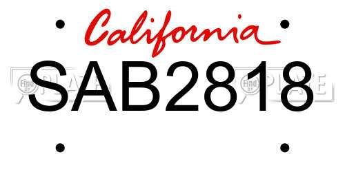 SAB2818 California License Plate