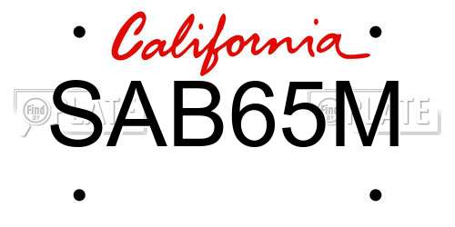 SAB65M California License Plate