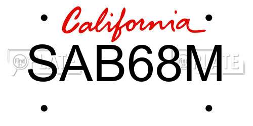 SAB68M California License Plate
