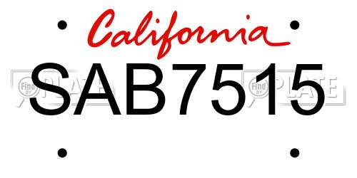 SAB7515 California License Plate