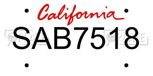 SAB7518 California License Plate