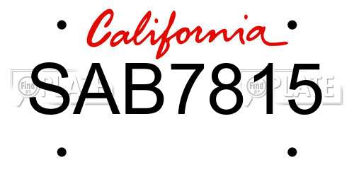 SAB7815 California License Plate