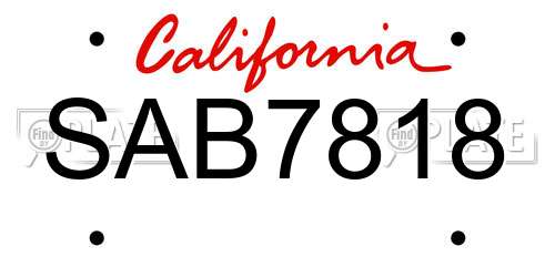SAB7818 California License Plate