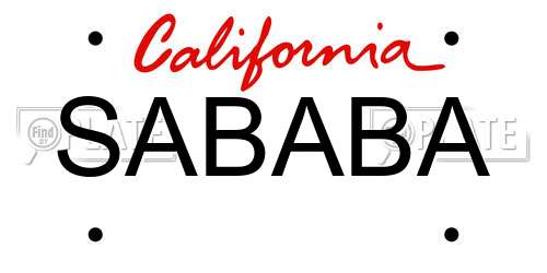 SABABA California License Plate