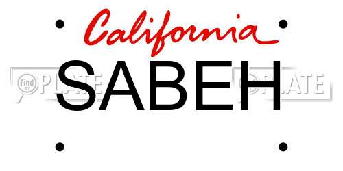 SABEH California License Plate