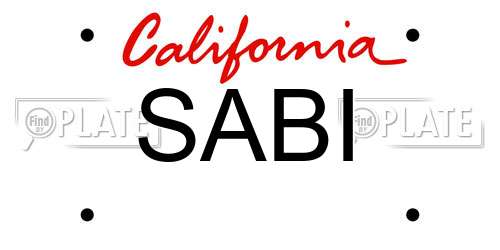 SABI California License Plate
