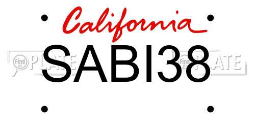 SABI38 California License Plate