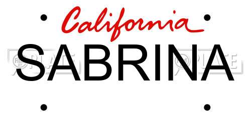 SABRINA California License Plate