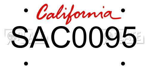 SAC0095 California License Plate