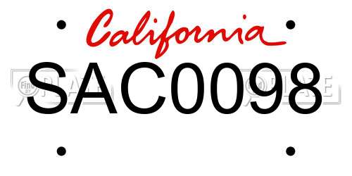 SAC0098 California License Plate