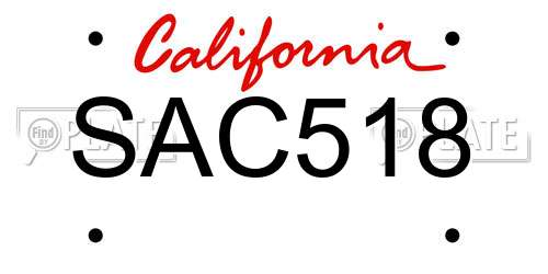 SAC518 California License Plate