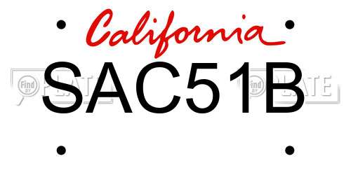SAC51B California License Plate