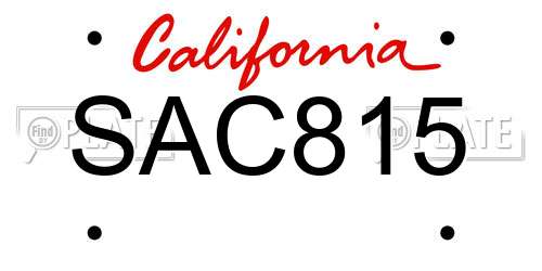 SAC815 California License Plate