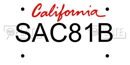 SAC81B California License Plate