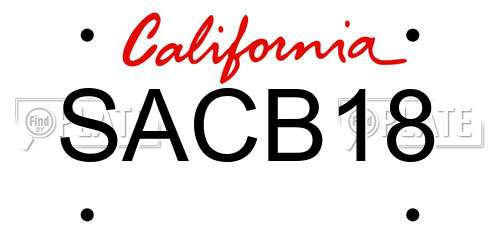SACB18 California License Plate