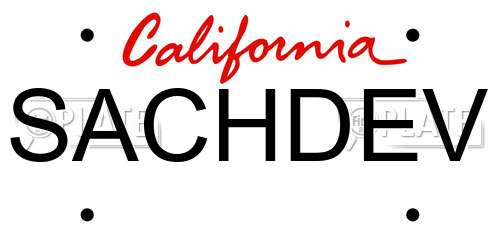 SACHDEV California License Plate
