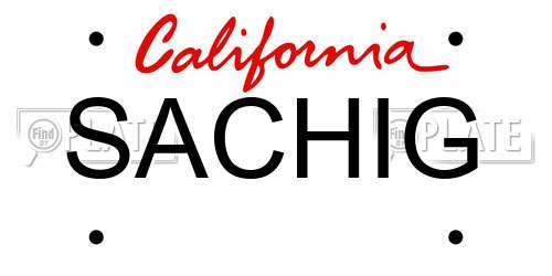 SACHIG California License Plate