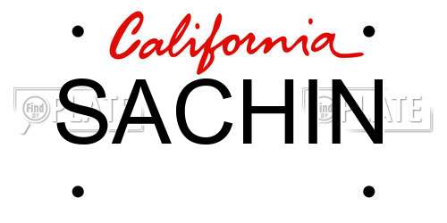 SACHIN California License Plate