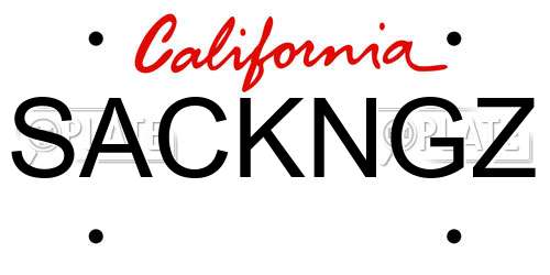 SACKNGZ California License Plate