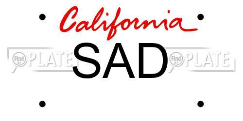 SAD California License Plate
