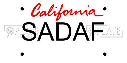 SADAF California License Plate